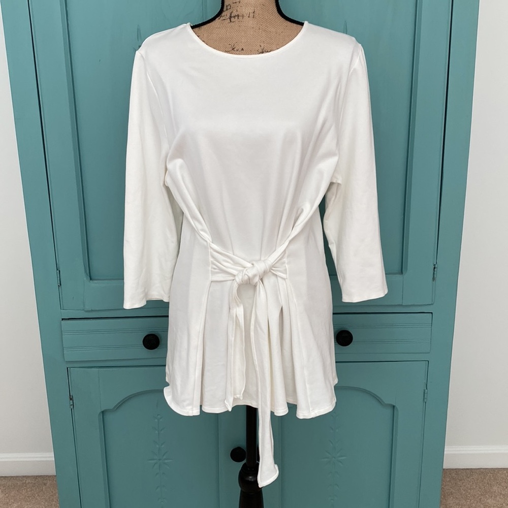 Women's White Tie-Waist Top